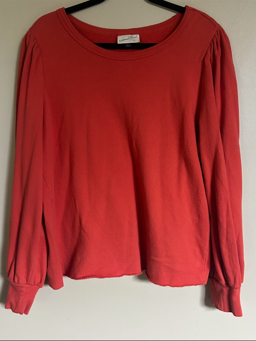 Universal Thread Coral Red Puff-Sleeve Long Sleeve Top